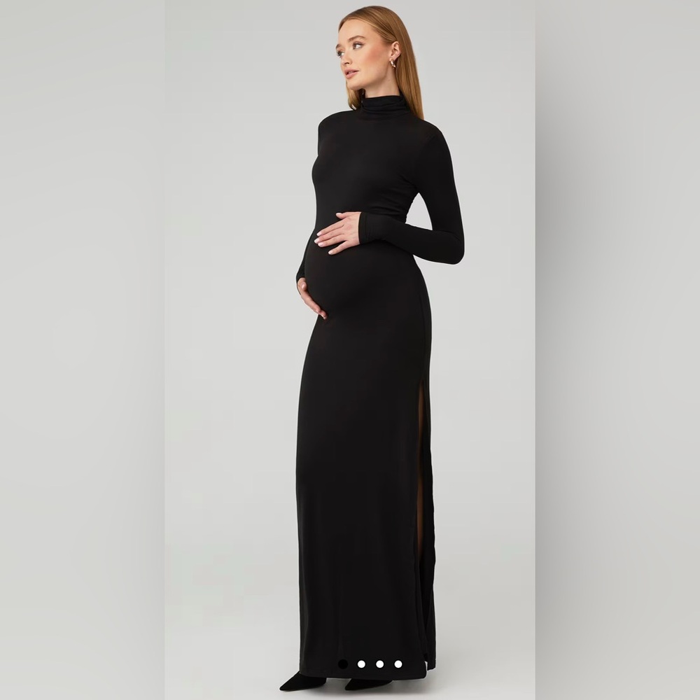 Black Maternity Maxi Dress with Turtleneck